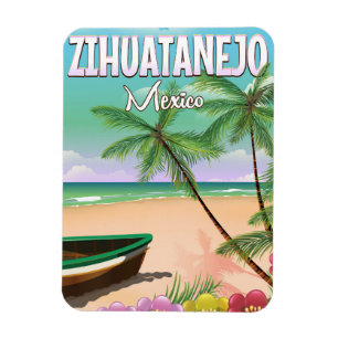 Imán Poster de vacaciones en la playa mexicana de Zihua