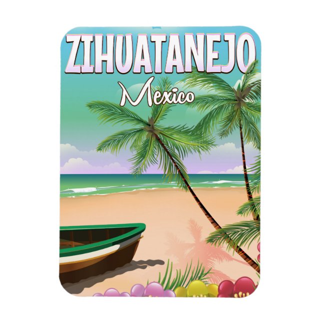 Imán Poster de vacaciones en la playa mexicana de Zihua (Vertical)