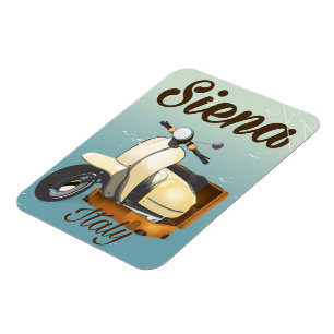 Imán Póster de vacaciones en scooter en Siena Italia