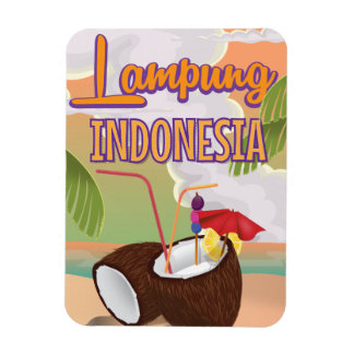 Imán Poster de vacaciones vintage de Lampung Indonesia.