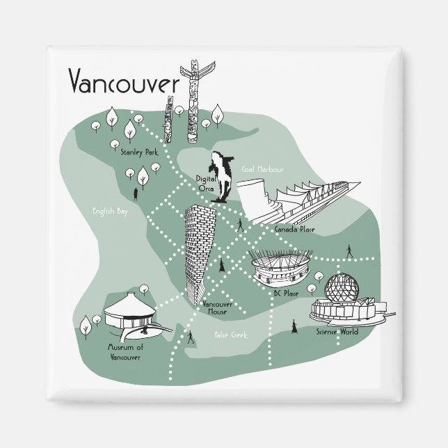 Imán Poster de Vancouver - verde (Frente)