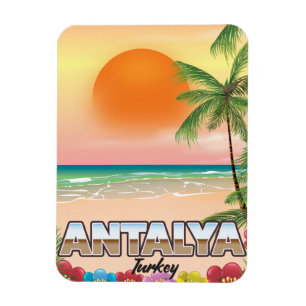 Imán Póster de viaje a la playa de Antalya Turquía