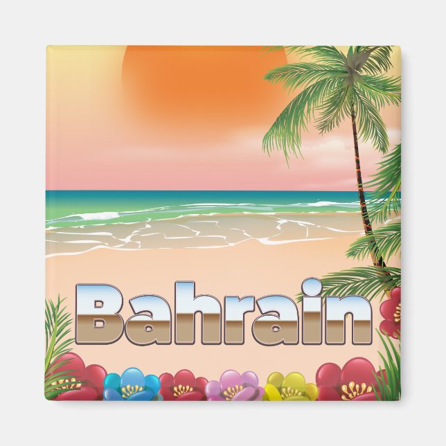 Imán Póster de viaje a la playa de Bahrein (Frente)