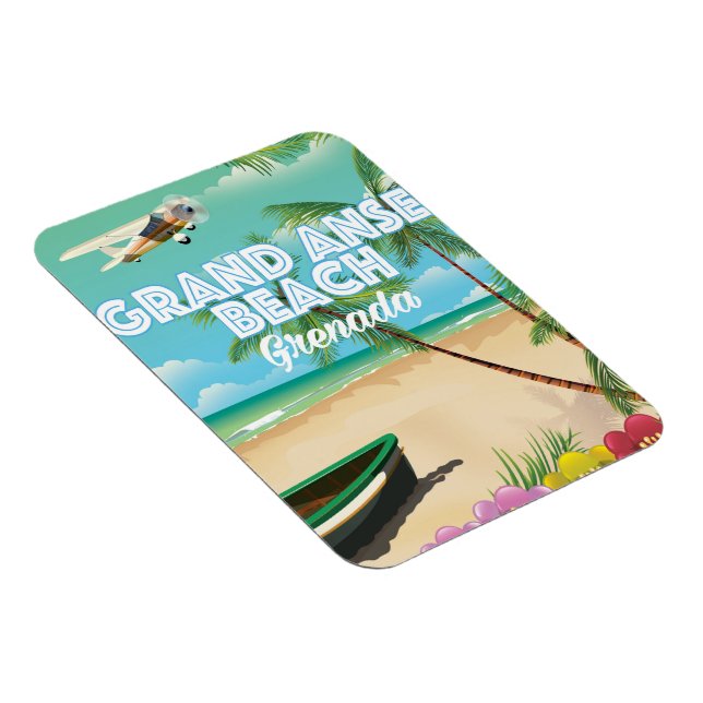 Imán Póster de viaje a la playa de Grand Anse de Granad (Lado Derecho)