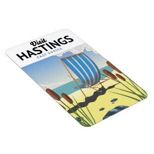 Imán Póster de viaje a la playa de Hastings East Sussex
