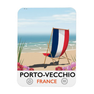 Imán Póster de viaje a la playa de Porto-Vecchio, Franc