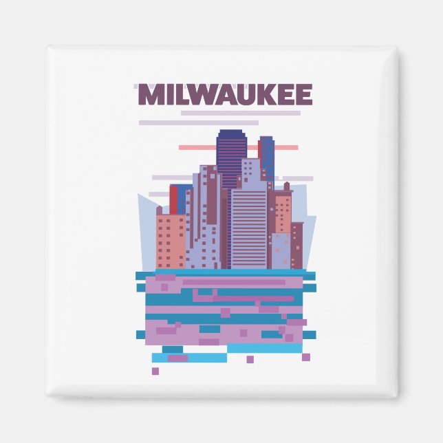 Imán Póster de viaje a Milwaukee (Frente)