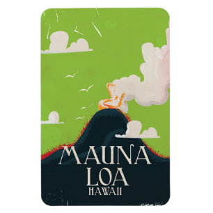 Imán Póster de viaje al volcán Mount Loa de Hawái
