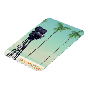 Imán Póster de viaje con cámara vintage de Hollywood