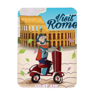 Imán Póster de viaje de dibujos animados Visita Roma