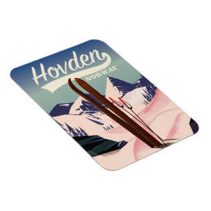 Imán Póster de viaje de esquí de Hovden Noruega.