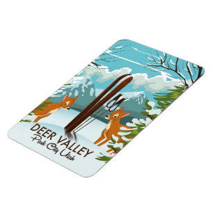 Imán Póster de viaje de esquí Deer Valley Park City Uta