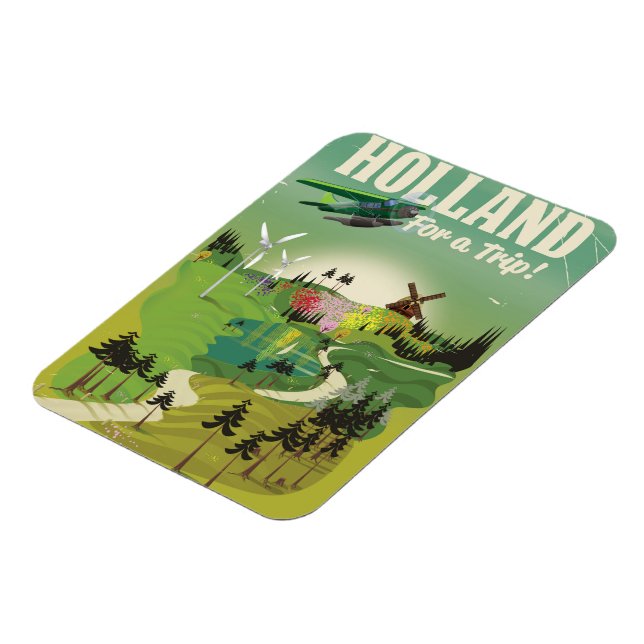 Imán Póster de viaje de estilo vintage de Holanda (Lado Izquierdo)