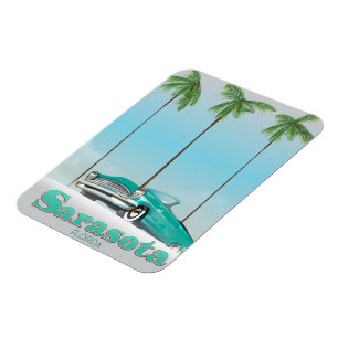Imán Póster de viaje de estilo vintage de Sarasota Flor
