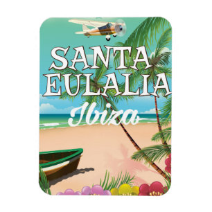 Imán Poster de viaje de la isla de Santa Eulalia