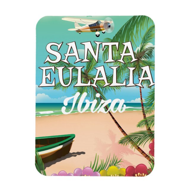 Imán Poster de viaje de la isla de Santa Eulalia (Vertical)