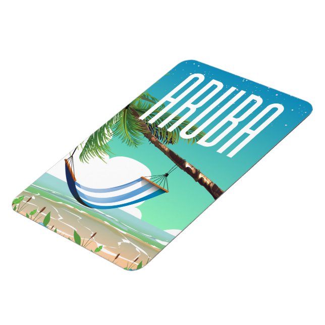 Imán Póster de viaje de la playa hamaca de Aruba (Lado Izquierdo)
