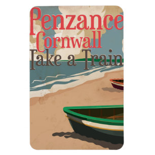 Imán Póster de viaje de locomotora vintage de Penzance,