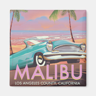 Imán Póster de viaje de Malibú, Los Ángeles, California