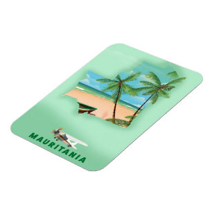 Imán Póster de viaje de mapa ilustrado de Mauritania