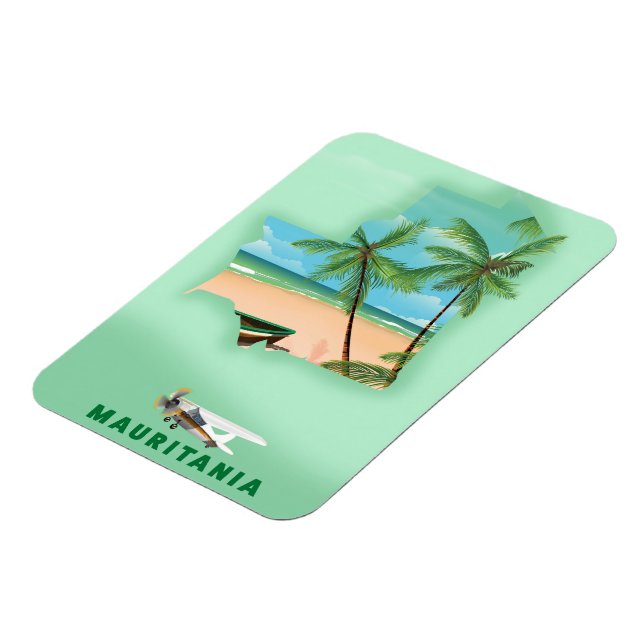 Imán Póster de viaje de mapa ilustrado de Mauritania (Lado Izquierdo)