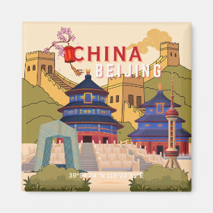 Imán Póster de viaje de Pekín China Arte mural de ciu