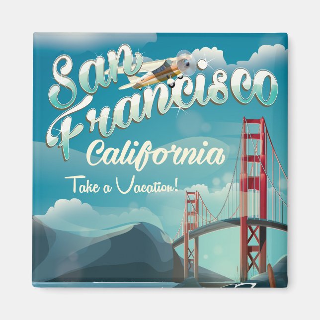 Imán Poster de viaje de vacaciones de San Francisco (Frente)