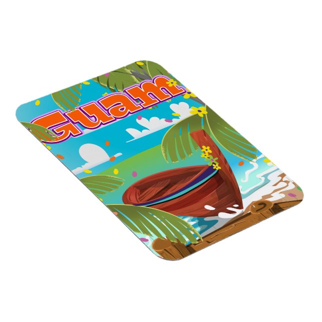 Imán Póster de viaje de vacaciones en la isla de Guam. (Lado Derecho)