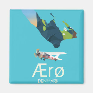 Imán Póster de viaje del mapa de Ærø, Dinamarca