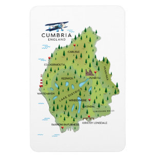 Imán Póster de viaje del mapa de Cumbria Inglaterra.