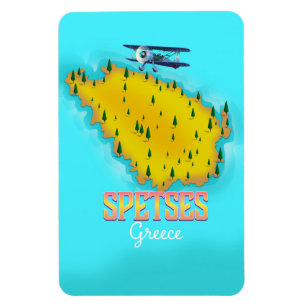 Imán Póster de viaje del mapa de la isla griega de Spet
