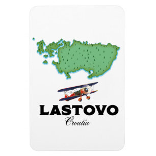 Imán Póster de viaje del mapa de Lastovo Croacia.