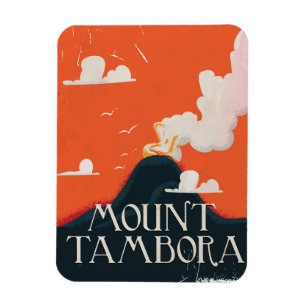 Imán Póster de viaje del volcán Monte Tambora