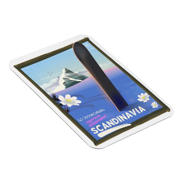 Imán póster de viaje en snowboard por Escandinavia (Lado Derecho)