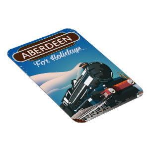 Imán Póster de viaje en tren vintage de Aberdeen Escoci