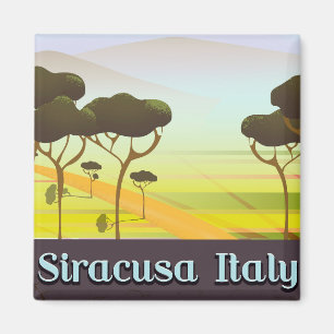 Imán Póster de viaje paisajístico de Siracusa Italia.