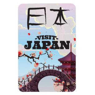 Imán Póster de viaje retro Visita Japón.