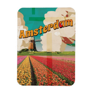 Imán Póster de viaje vintage de Ámsterdam
