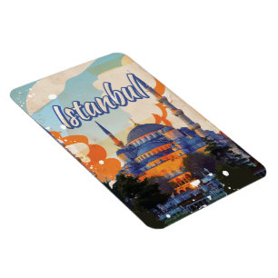 Imán poster de viaje vintage de la Mezquita Aya Sophia 