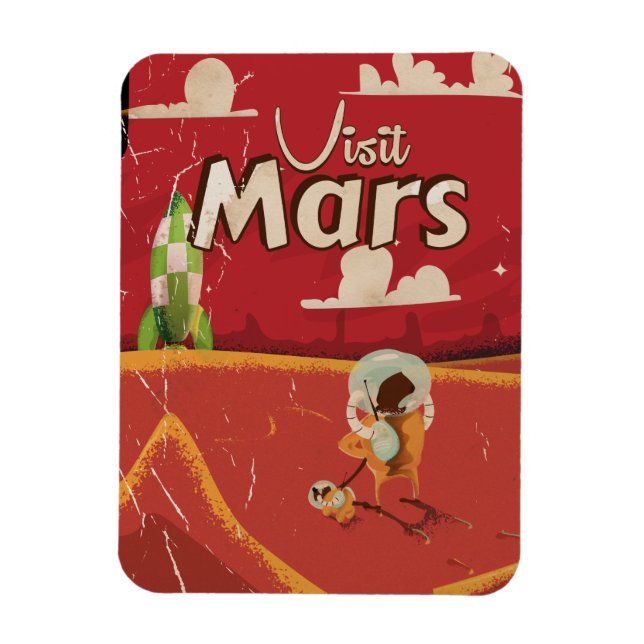 Imán Póster de viaje vintage de Marte (Vertical)