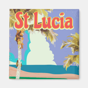 Imán Póster de viaje vintage de playa de Santa Lucía