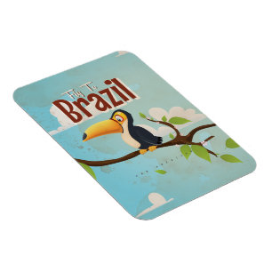 Imán Póster de viaje vintage Toucan vuela a Brasil