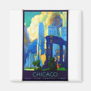 Imán Poster de viajes Chicago Vintage