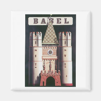 Imán Poster de viajes de Basilea Vintage