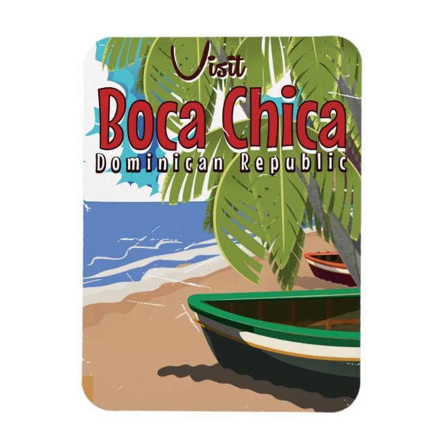 Imán Poster de viajes de Boca Chica (Vertical)
