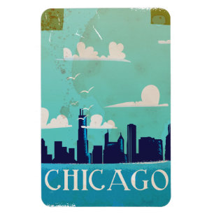 Imán Poster de viajes de época de Chicago