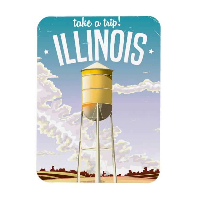 Imán Poster de viajes de granjas de Illinois (Vertical)