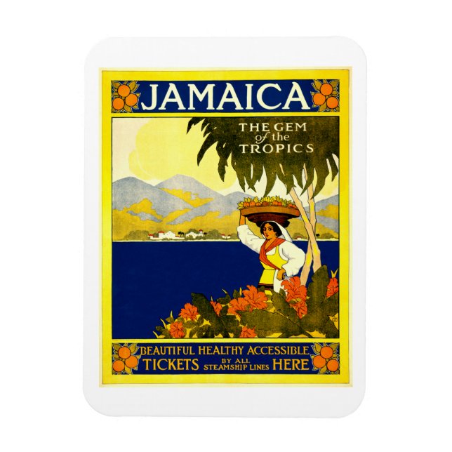 Imán Poster de Viajes de Jamaica Vintage (Vertical)