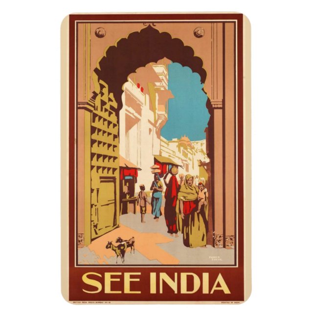 Imán Poster de viajes de la India (Vertical)