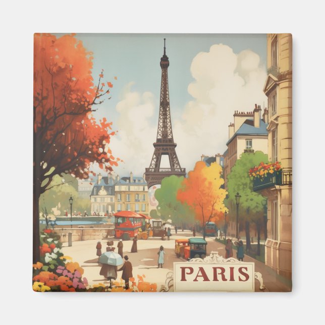 Imán Poster de Viajes de la Torre Eifel de París (Frente)